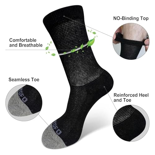 4 Pairs Non Binding Socks for Men Women Loose Fitting Socks Cotton Wide Top Socks Breathable & Moisture Wicking(Black-4 Pairs,L(43-46 11-13))4