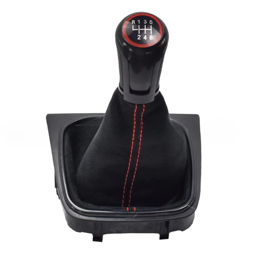 EFDDTBHE Compatible with VW for Scirocco III 137, 138 2008-2017 for EOS 1F7, 1F8 2006-2015 Gear Shift Knob Gaiter Boot 5 Speed 6 Speed Manual Shifter Handle(6 Speed red)