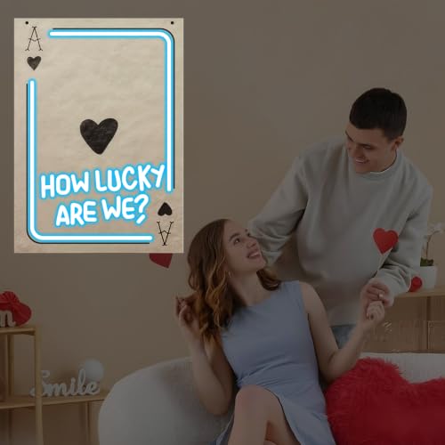 Image of Ace of Heart Neon Sign, How Lucky Are We LED Light, Gift for Lover