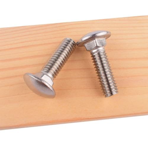 Image of 1 /4-20 x 2 Carriage Bolts Screws, 18-8 Stainless Steel 304, Round Head, Square Neck, UNC Fully Machine Coarse Threaded,20Pcs