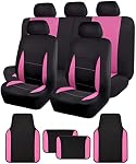 Flying Banner Combo Pack siège auto Couvre voiture Tapis de sol voiture camion SUV (Couvertures de siège + Tapis de sol, rose)
