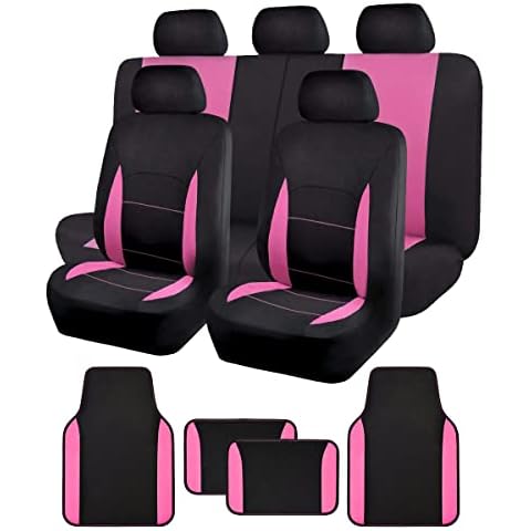 Flying Banner Combo Pack car seat Covers car Floor mats car Truck SUV (Seat Covers + Floor mats, Pink) Cover