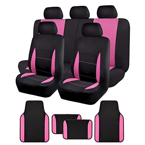 Flying Banner Combo Pack car seat Covers car Floor mats car Truck SUV (Seat Covers + Floor mats, Pink) by Flying Banner - Used condition - CA$32.44