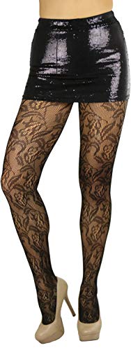 Image of ToBeInStyle Women's Elegant Floral Lace Inspired Spandex Net Full Length Tights