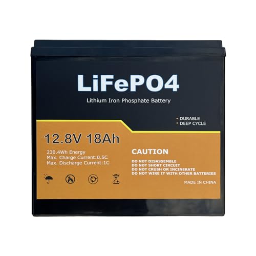 Jua energy 12V 18Ah Lithium LiFePO4 Battery Built in BMS, Long Lifespan Deep Cycle Rechargeable LFP Battery for Solar Energy Storage, Backup Power UPS, Boat Marine Trolling Motor Camping Riding Mower