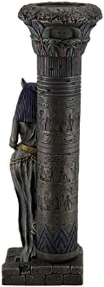 Egyptian Goddess Bastet Leaning on Pillar Statue