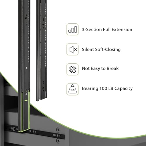 10 Pairs 22 inch Drawer Slides Soft-Close Full Extension Side Mount Ball Bearing 3-Section Drawer Slide Set-Black by IPARTS EXPERT - Image 3