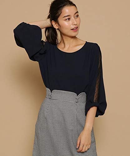 Amazon ボン メルスリー Bon Mercerie ドットチュールスリーブブラウス 38 M ネイビー 093 シャツ ブラウス 通販