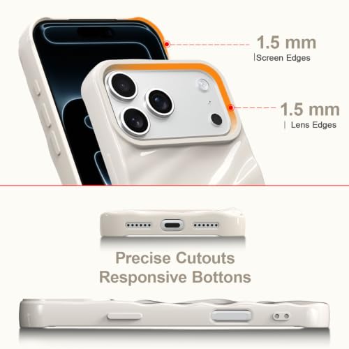 Coque iPhone 17 Pro Max vagues beige QLTYPRI étui protection souple silicone - 2