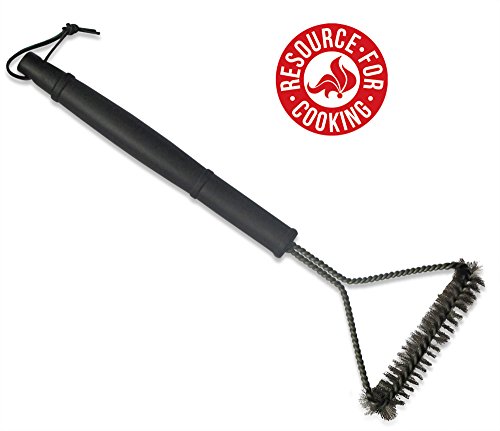 Resource for Cooking 16-inch Grill Brush Stainless Steel Heavy Duty Long Handle Tool for Weber, Char-broil, Cast Iron, Electric, Gas, Infrared Outdoor BBQ