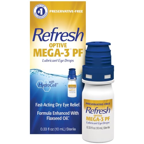 Refresh OPTIVE MEGA-3 PF Lubricant Eye Drops Preservative-Free Artificial Tears, 0.33 fl oz (10mL)
