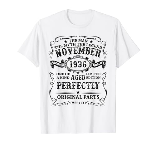 Hecho En 1936 88 Años Cumpleaños Hombre Noviembre 1936 Camiseta