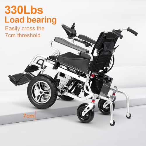 Silla de ruedas eléctrica todo terreno para personas mayores y adultos, diseño plegable ligero de largo alcance con rango de 15 millas, ideal para movilidad al aire libre