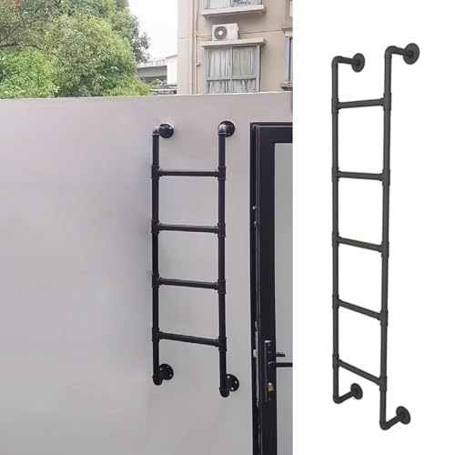 Escalera de salida para pozo de ventana de sótano, metal negro resistente