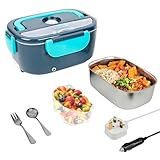 Streetwize - 60W 12V Electric Lunch Box Adults 1.5L Thermal Lunch Box with Fruit Compartment | 230V UK Plug Supplied | Fork and Spoon | Heated Travel Lunch Box for Trucks, Cars, Vans SWLB1
