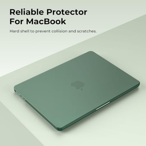 Image of EooCoo Case Compatible with MacBook Air 15 inch M5 2026 2025-2023 Release M4 M3 M2 Model A3448 A3241 A3114 A2941, Plastic Hard Shell Case & Keyboard Cover & Screen Protector, Matte Midnight Green