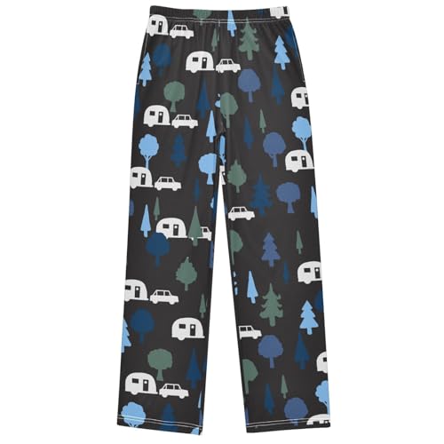 Boy's Pants Cartoon White Camper Van Tree Jogger Pants Elastic Waist Long Bottoms Trousers with Pockets 6-14 Years