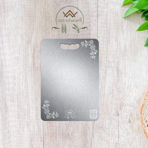 Image of Large 304 Stainless Steel Cutting Board for Kitchen - Vegetable and Fruit Cutter, Long Life Metal Chopping Board (35 x 25 cms)