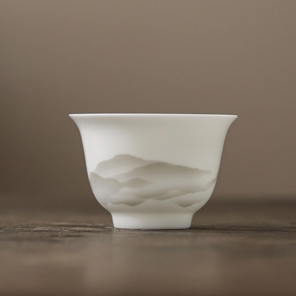 GSOUL Kungfu Tea cup Creative Handmade Small Teacup White Porcelain Kung Fu Household Tea Cup Host Drinking Small Tea Cups