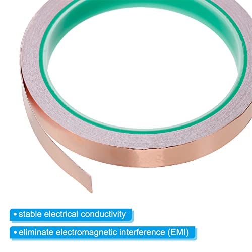 Image of PATIKIL Copper Foil Tape 0.5 Inch x 33 Feet 0.05mm Thick Double Sided Conductive Adhesive EMI Shielding for Electronics, Circuits, Grounding