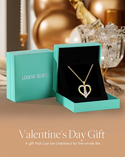 Louisa Secret Birthstone Heart Necklaces For Women, 18K Gold Plated And 925 Sterling Silver Infinity Forever Love Pendant Necklaces, June Birthday Anniversary Jewelry Gift For Her Wife Mom #TOP5