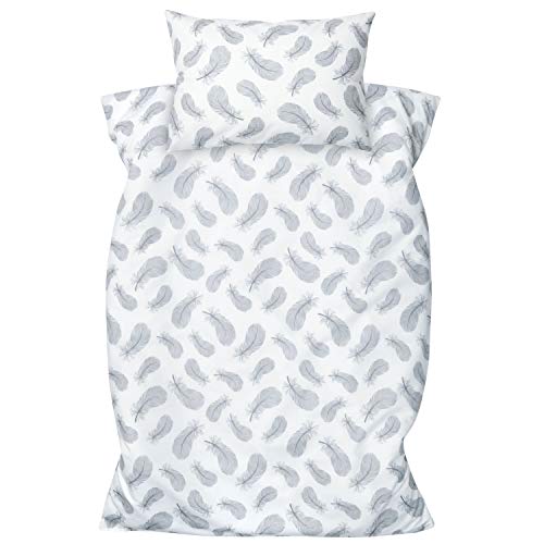 Amilian Parure de lit 2 pièces en 100 % coton pour enfant et bébé - Housse de couette de 100 x 135 cm et taie d'oreiller de 40 x 60 cm - Avec fermeture à rabat Cover