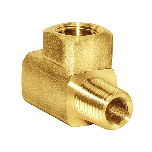 Joywayus-Brass-Pipe-Fitting-Barstock-Street-Tee-T-3-way-NPT-14-Female--14-Female--14-Male-Adapter