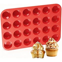 CAKETIME Silicone Muffin Pan Mini 24 Cups, 1 Pack Cupcake Pan, BPA Free | Nonstick, Food Grade Silicone Mold Baking Pan, Dishwasher Safe