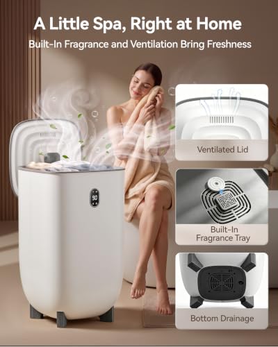 Image of Tehanld Towel Warmer, 40L Towel Warmers for Bathroom Features 2 Heat Settings, Higher Temperatures and Quicker Heating of Towels, Bathrobes and Blankets, Ideal for Home Spa, Black Grain