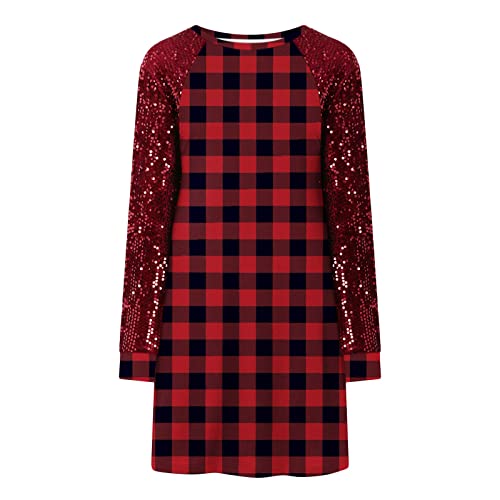 Jsarle Sequin Dress For Women Casual Summer Spring Raglan Long Sleeve Patchwork Mini Dress Cocktail Wedding Guest Dress #TOP4