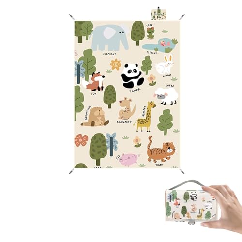 Ultra-Lightweight Foldable Pocket Picnic Mat, Animal Print, 58 x 40 in
