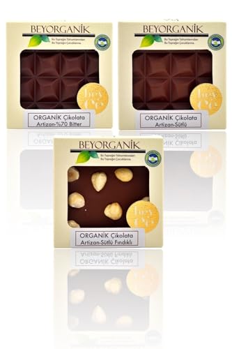 Beyorganik Organik Çikolata Seti 3*lü (Sütlü Fındıklı,Sütlü,%70 Bitter)