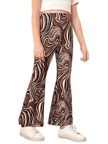 Image of WDIRARA Girl's Flare Pants High Waisted Elastic Waist Bell Bottom Casual Pants