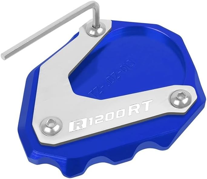 For B&M&W R1200RT 2004-2013. Motorcycle CNC Kickstand Extension Plate Side Stand Support Enlarger Pad(Blue)