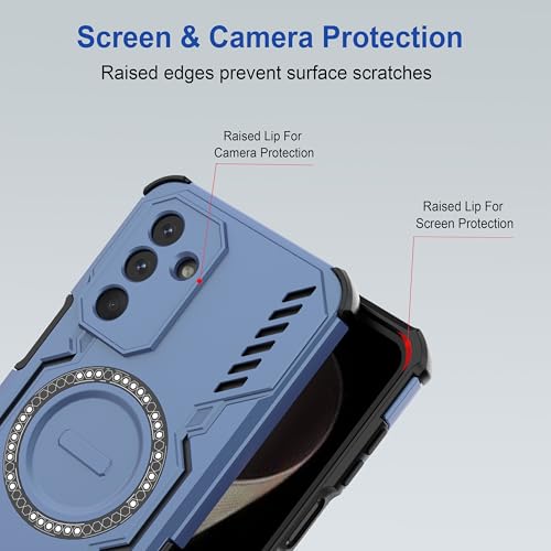 Image of amazon basics Back Case Cover for Samsung Galaxy M36 5G | Magnetic Case with Built-in Metal Ring | Supports Mag-Safe Charger, Wallet & Car Mount | Shockproof Hybrid PC + TPU | Blue