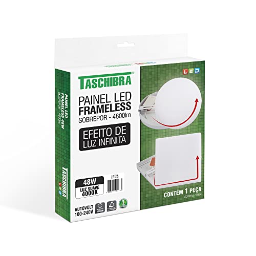 PAINEL LED FRAMELESS TASCHIBRA SOBREPOR 48W QUADRADO 4000K