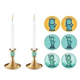 2PCS Candle Holder, OLULU Gold Taper Candle Holders Stand, Candlestick Holders for Table Centerpiece, Wedding, Party, Christmas or Home Decor (Eight Cute Lables)