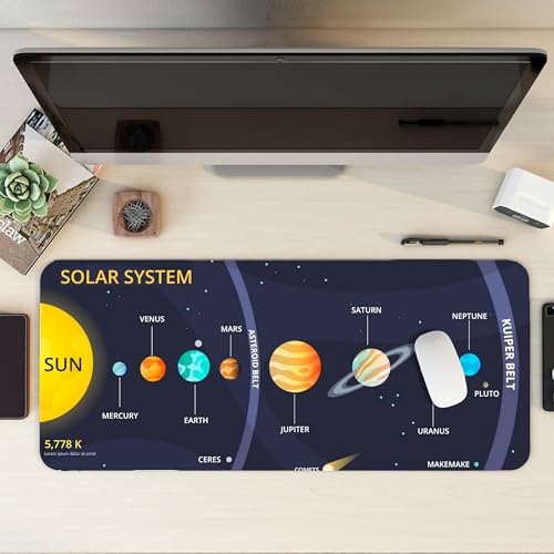 Image of Solar System XL Extended Gaming Mouse Pad | XXL Large Desk Mat 60x30cm for Laptop & PC | Non-Slip Rubber Base, Waterproof, Durable & Smooth Surface | Office, Gaming & Study
