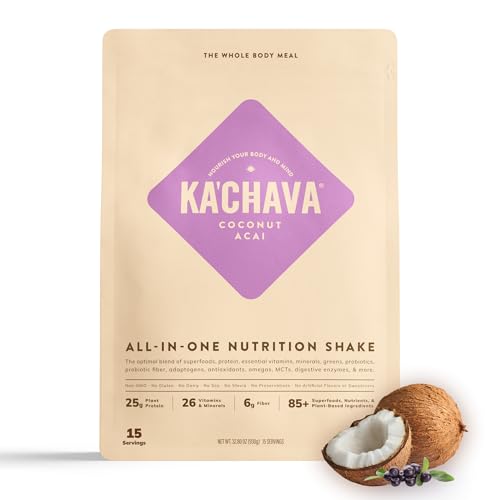 Ka'Chava Ka’Chava Meal Replacement Shake - A Blend of Organic Superfoods and Plant-Based Protein - The Ultimate All-In-One Whole Body Meal. 15 meals per bag. (Coconut Acai) 1