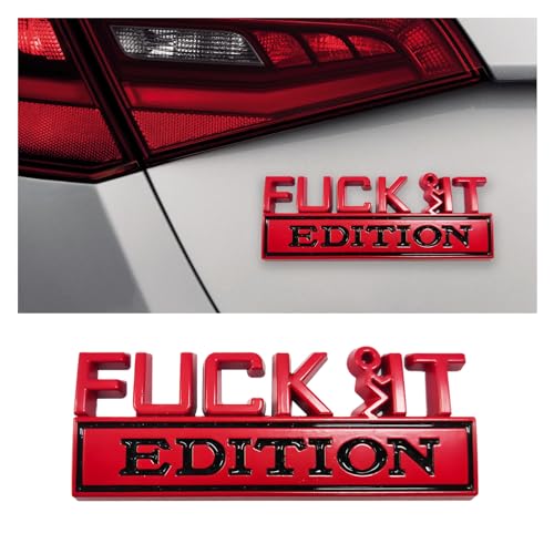 Image of Dickno Fuck It Edition Emblem for Car, Auto Fender Bumper Decoration Stickers, Vehicle 3D Side Fender Rear Trunk Decal Badge, Universal Exterior Accessories for Car Truck SUV (Red & Black)