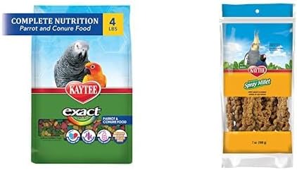 طعام Kaytee Exact Rainbow Pet Parrot & Conure، 4 رطل من رذاذ الدخن للطيور الأليفة، عبوة 7 أونصة