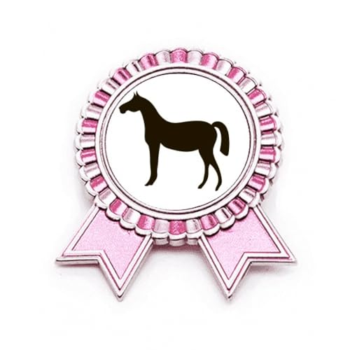 Pin's cheval noir Winner Award rose en métal M, le cadeau idéal pour cavalière
