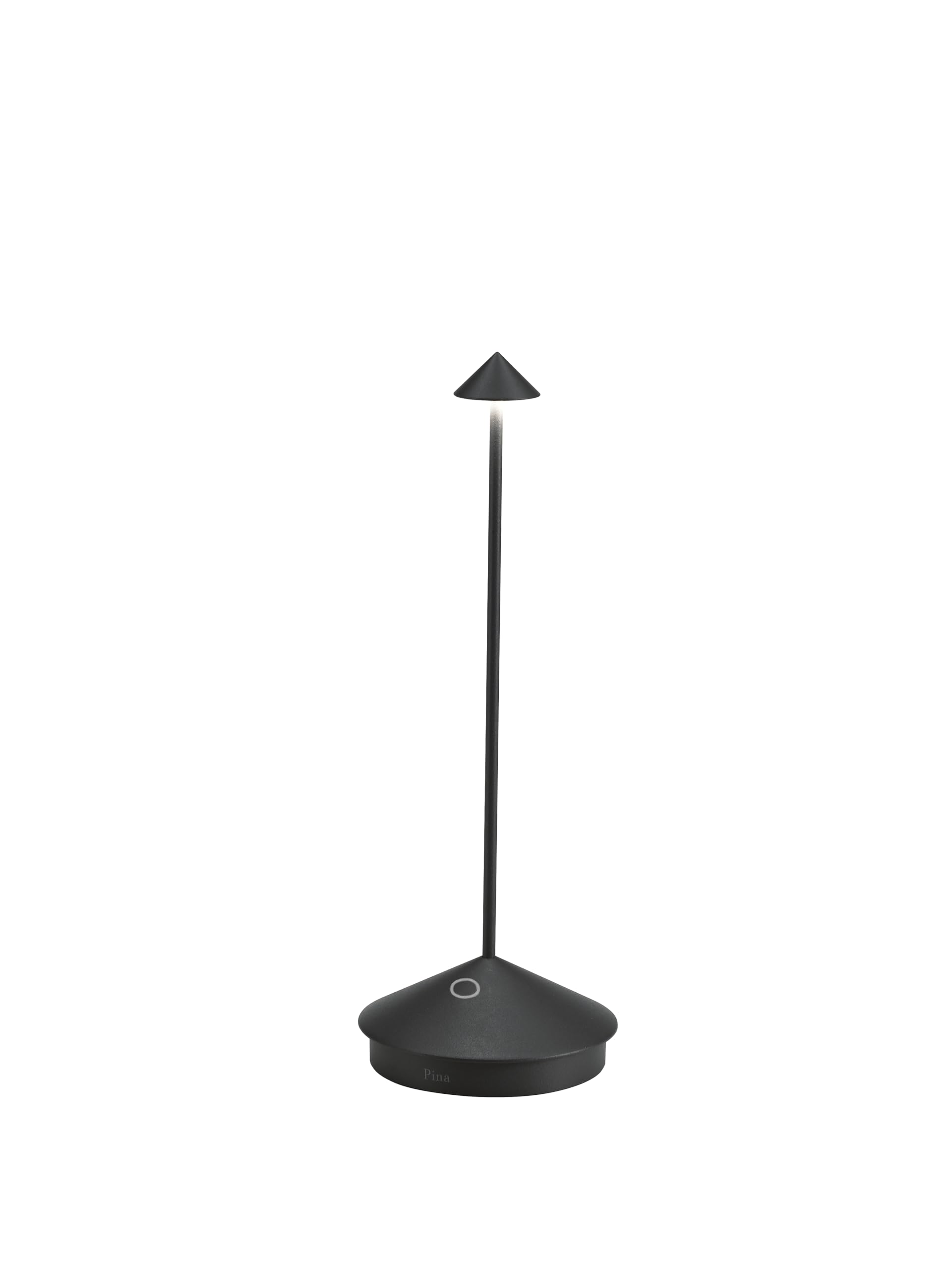 Zafferano, Pina Pro Lamp, Rechargeable Cordless Table Lamp with Touch Controls, Suitable for Interior and Outdoor, Dimmer, 2200-3000 K, Height 29 cm, Black Colour
