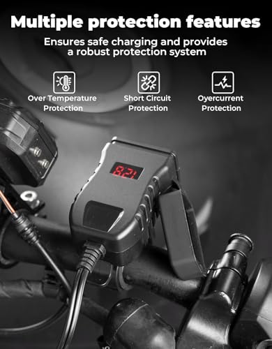 KEMIMOTO Long-Cable Motorcycle USB Charger