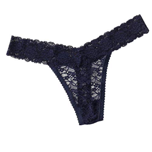 Women's Sexy Lace Thongs V Cheeky Underwear See Through Panties Pack Of 5(A08,M) #TOP2