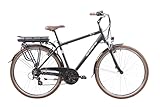 F.lli Schiano E-Ride 28 Zoll, City/Trekking E-Bike mit 250W Motor, 21-Gang-Getriebe, für Herren in Schwarz