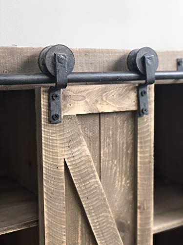 Sliding Barn Door Wall Storage Cabinet Freestanding Console Cabinet Buffet Modern Farmhouse Sideboard Organizer Distressed Furniture Wood Fully Assembled Shabby Chic 29.1 X 12.4 X 31.9 Inches (Brown) #TOP4