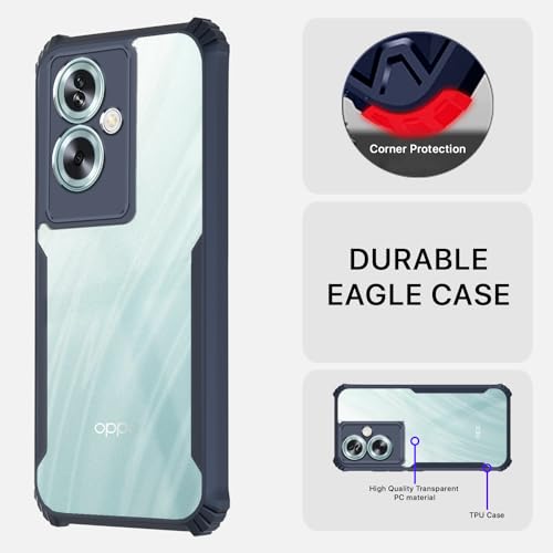 Image of Pikkme Oppo A79 5G Back Cover | Crystal Clear Transparent Back | Ultra Hyrbid | Full Camera Protection | Raised Edge | Bumper Back Case (Blue)