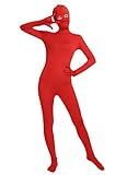 Unisex Women‘s Men's Cos Bodysuit Eyes Open Spandex Zentai Full Body Unitard (M, red)