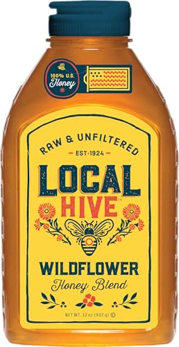 Image of Local Hive Wildflower Raw & Unfiltered - 32 oz | 100% Pure U.S. Honey | Natural Sweetener Sourced from American Bees & Beekeepers | Premium Wildflower Blend | Ideal for Tea, Baking & Cooking